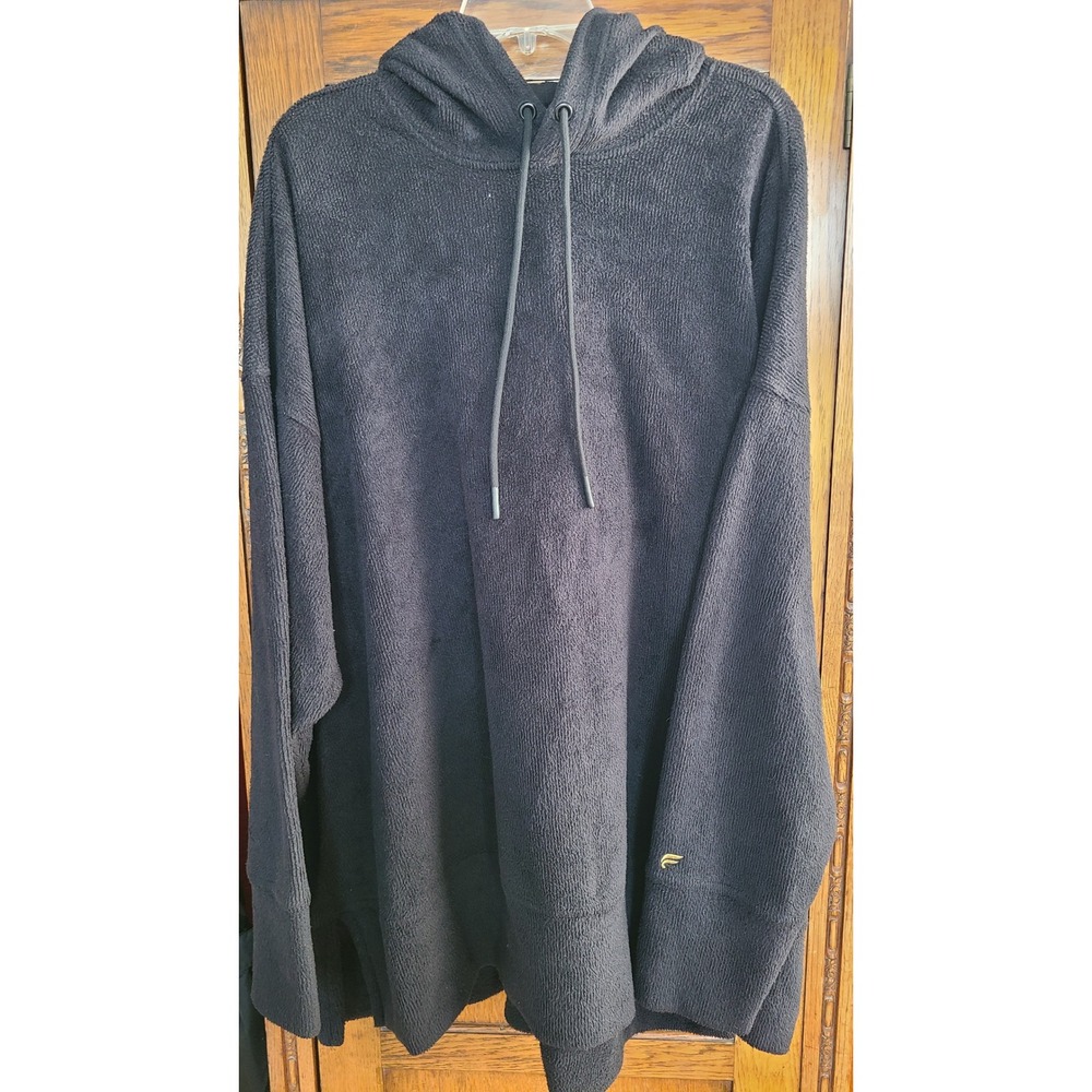 Fabletics Womens 3X Black Textured Fleece Oversized Drawstring Hoodie Pullover